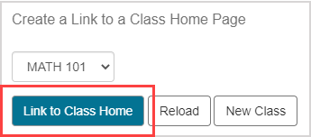 Under Create a Link to a Class Home Page, the Link to Class Home button is first from the left.